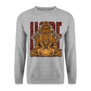 Buddha Meditation Buddhism Yoga Gift - Unisex Sweatshirt - salt & pepper - Front - Alina (178cm) & Michal (187cm)
