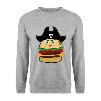 hamburger - Sweat-shirt Unisexe - gris chiné - Devant - Alina (178cm) & Michal (187cm)