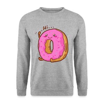 Donut Donuts Kawaii Süßigkeit Zuckerguss Süß - Unisex Pullover - Weißgrau meliert - Vorne - Alina (178cm) & Michal (187cm)