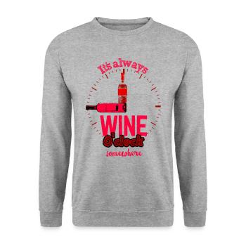 Wine Clock Time Alcohol Red Wine Time Drinking - Unisex Sweatshirt - salt & pepper - Front - Alina (178cm) & Michal (187cm)