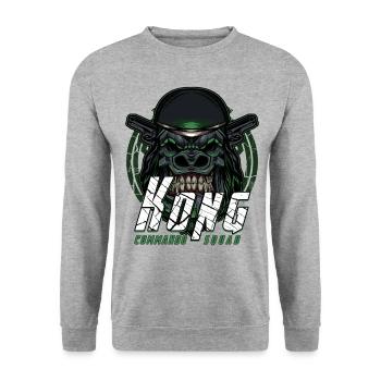 Affen Gorilla - Unisex Pullover - Weißgrau meliert - Vorne - Alina (178cm) & Michal (187cm)