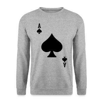 Ace of Spades - Playing Card Poker Costume Carnival - Unisex Sweatshirt - salt & pepper - Front - Alina (178cm) & Michal (187cm)