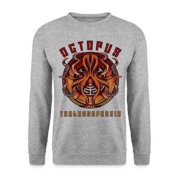 Oktopus - Unisex Pullover - Weißgrau meliert - Vorne - Alina (178cm) & Michal (187cm)