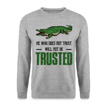 Krokodil - Unisex Pullover - Weißgrau meliert - Vorne - Alina (178cm) & Michal (187cm)