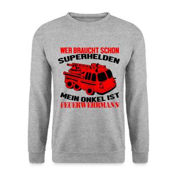 Chemise de pompier · Échelle de voiture · Cadeau d'oncle - Sweat-shirt Unisexe - gris chiné - Devant - Alina (178cm) & Michal (187cm)