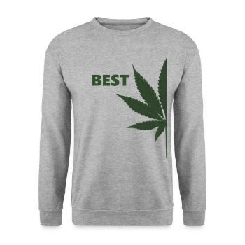 Meilleurs bourgeons - Cannabis Marijuana Kiffer Partnershirt - Sweat-shirt Unisexe - gris chiné - Devant - Alina (178cm) & Michal (187cm)