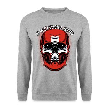 Crâne suisse | Cadeau patriote suisse - Sweat-shirt Unisexe - gris chiné - Devant - Alina (178cm) & Michal (187cm)