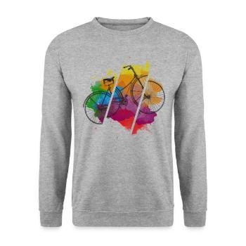 Fahrrad - Unisex Pullover - Weißgrau meliert - Vorne - Alina (178cm) & Michal (187cm)