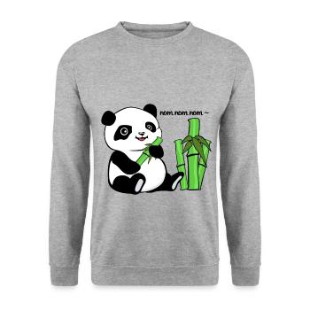 Pandabär - Unisex Pullover - Weißgrau meliert - Vorne - Alina (178cm) & Michal (187cm)