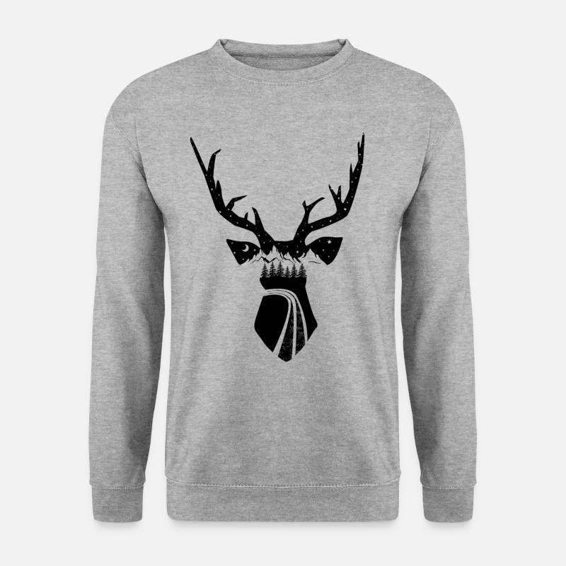 Hirschgeweih - Unisex Pullover - Weißgrau meliert