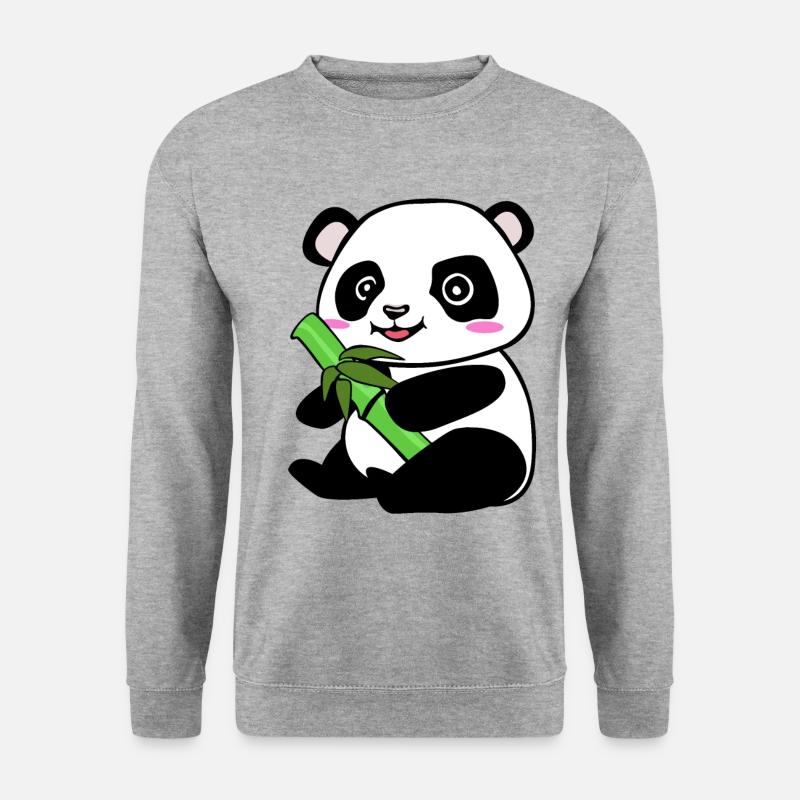 Pandabär - Unisex Pullover - Weißgrau meliert