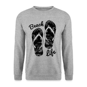 Strand - Unisex Pullover - Weißgrau meliert - Vorne - Alina (178cm) & Michal (187cm)