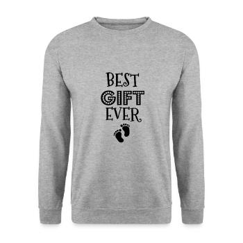 Cadeau de chemise de bébé enceinte de Noël - Sweat-shirt Unisexe - gris chiné - Devant - Alina (178cm) & Michal (187cm)