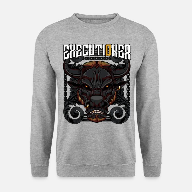 Executioner Bulle Stier Hausrind Wildtier Geschenk - Unisex Pullover - Weißgrau meliert