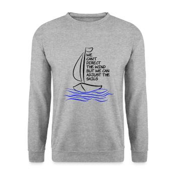 Sail Wind Ship Saying Motivation Gift Boat - Unisex Sweatshirt - salt & pepper - Front - Alina (178cm) & Michal (187cm)
