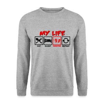 theatre - Unisex Sweatshirt - salt & pepper - Front - Alina (178cm) & Michal (187cm)