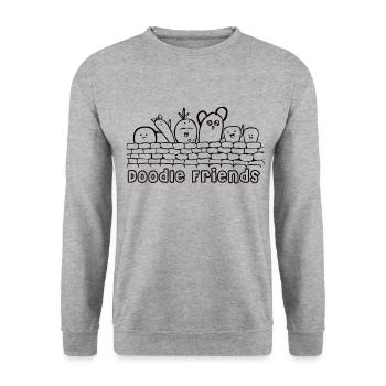 Kawaii Doodle - Unisex Pullover - Weißgrau meliert - Vorne - Alina (178cm) & Michal (187cm)