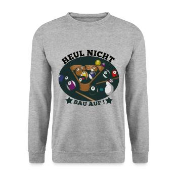 Billard Shirt · Kugeln · Heulen Geschenk - Unisex Pullover - Weißgrau meliert - Vorne - Alina (178cm) & Michal (187cm)