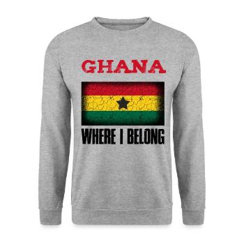 Ghana Where I Belong | Accra Kumasi Geschenkidee - Unisex Pullover - Weißgrau meliert - Vorne - Alina (178cm) & Michal (187cm)