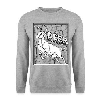 Cerf à la mode en disant | Cadeau animal sauvage - Sweat-shirt Unisexe - gris chiné - Devant - Alina (178cm) & Michal (187cm)