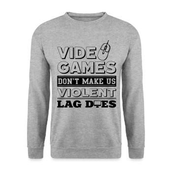 Gamer - Unisex Sweatshirt - salt & pepper - Front - Alina (178cm) & Michal (187cm)