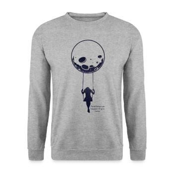 Mond Schaukeln - Unisex Pullover - Weißgrau meliert - Vorne - Alina (178cm) & Michal (187cm)