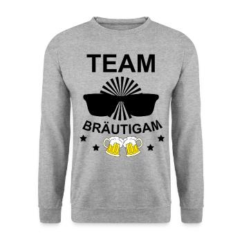 Jungesellen Abschied Saufen Party Bräutigam - Unisex Pullover - Weißgrau meliert - Vorne - Alina (178cm) & Michal (187cm)