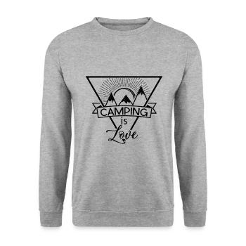 Le camping, c'est l'amour - Sweat-shirt Unisexe - gris chiné - Devant - Alina (178cm) & Michal (187cm)