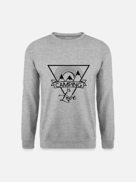 Camping is love Outdoor Shirt Design - Unisex Pullover - Weißgrau meliert