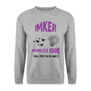 Imker Shirt • Imkereibedarf • Imker Geschenk - Unisex Pullover - Weißgrau meliert - Vorne - Alina (178cm) & Michal (187cm)