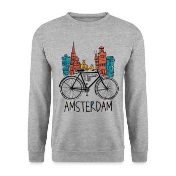 Amsterdam - Sweat-shirt Unisexe - gris chiné - Devant - Alina (178cm) & Michal (187cm)