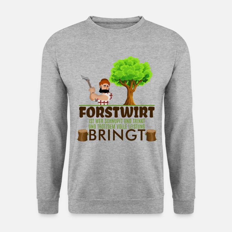 Forstwirt Shirt · Voll Leistung · Förster Geschenk - Unisex Pullover - Weißgrau meliert