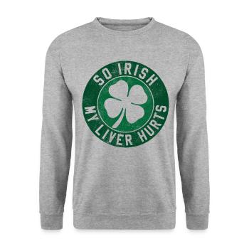 St. Patricks Day - Kleeblatt Irland Irisch - Unisex Pullover - Weißgrau meliert - Vorne - Alina (178cm) & Michal (187cm)