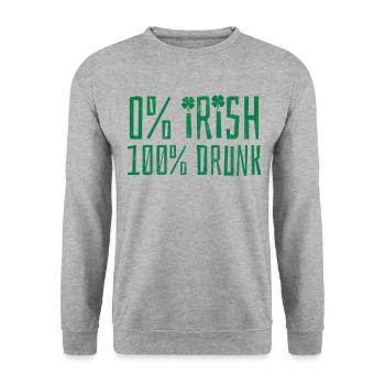 St. Patricks Day - 0% Irisch 100% Betrunken - Unisex Pullover - Weißgrau meliert - Vorne - Alina (178cm) & Michal (187cm)