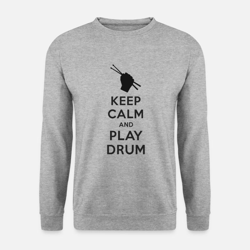 Keep calm and play Drum - Unisex Pullover - Weißgrau meliert