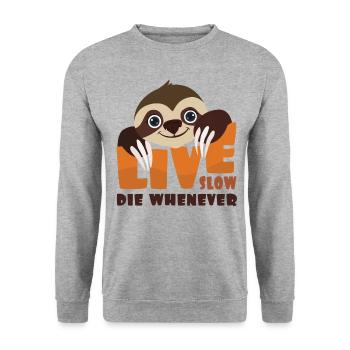 Faultiere - Unisex Pullover - Weißgrau meliert - Vorne - Alina (178cm) & Michal (187cm)