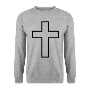 Croix noire / Croix En Noir / Cadeau - Sweat-shirt Unisexe - gris chiné - Devant - Alina (178cm) & Michal (187cm)