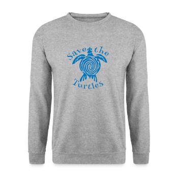 Rettet die Schildkröten - Unisex Pullover - Weißgrau meliert - Vorne - Alina (178cm) & Michal (187cm)