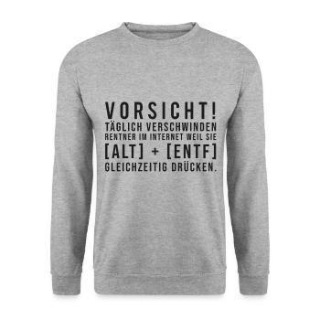 Rentner verschwinden im Internet - Unisex Pullover - Weißgrau meliert - Vorne - Alina (178cm) & Michal (187cm)