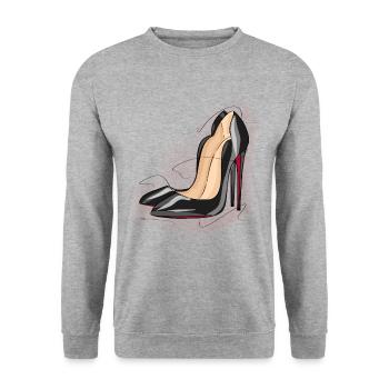 Sexy Highheels - Unisex Pullover - Weißgrau meliert - Vorne - Alina (178cm) & Michal (187cm)