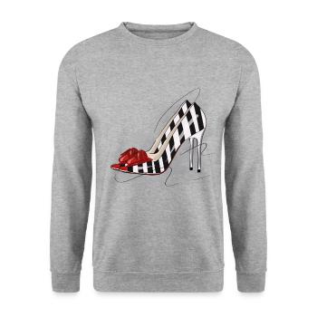 Sexy Highheels - Unisex Pullover - Weißgrau meliert - Vorne - Alina (178cm) & Michal (187cm)