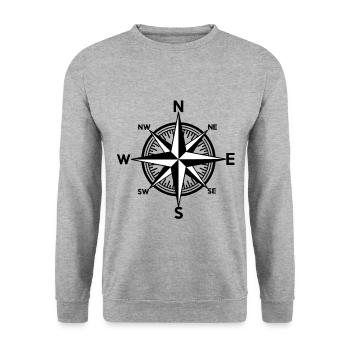 Nautic Wind Rose - Unisex Sweatshirt - salt & pepper - Front - Alina (178cm) & Michal (187cm)