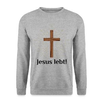 Jesus lebt wahrheit weg leben - Unisex Pullover - Weißgrau meliert - Vorne - Alina (178cm) & Michal (187cm)