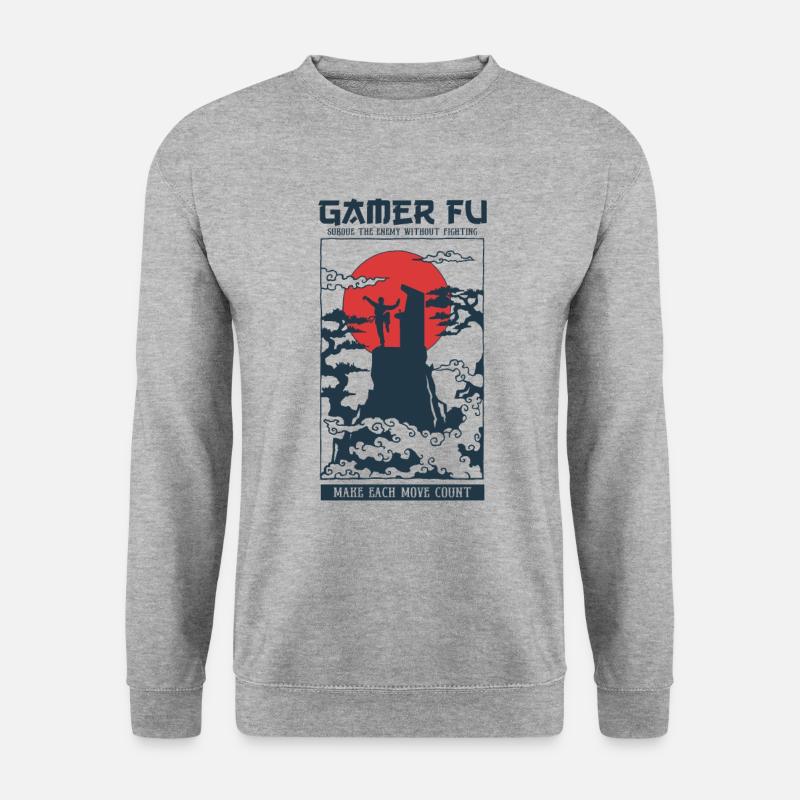 Tempelgamer Fu - Unisex Pullover - Weißgrau meliert