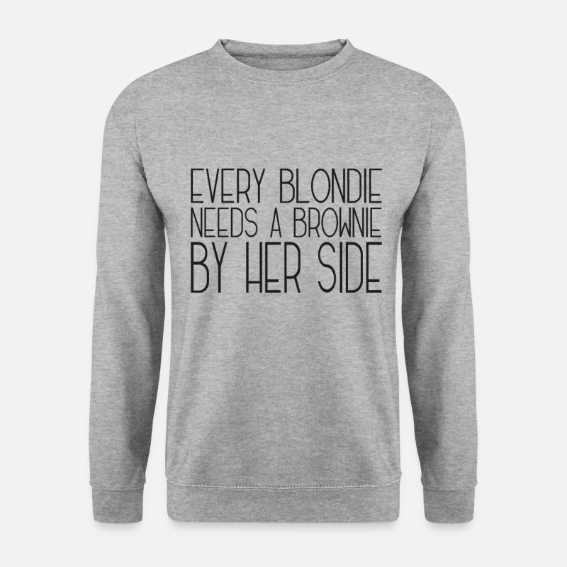 Blondine Brünette Freundinnen Blondie Brownie - Unisex Pullover - Weißgrau meliert