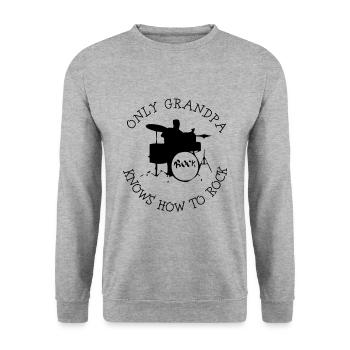 Nur Opa weiss, wie man rockt - funny opa Rockshirt - Unisex Pullover - Weißgrau meliert - Vorne - Alina (178cm) & Michal (187cm)