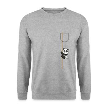 Funny Panda Pocket Polo T-Shirt - Unisex Sweatshirt - salt & pepper - Front - Alina (178cm) & Michal (187cm)