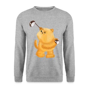 Golf Katze Sport Lustig Kind Spiel Spaß Geschenk - Unisex Pullover - Weißgrau meliert - Vorne - Alina (178cm) & Michal (187cm)
