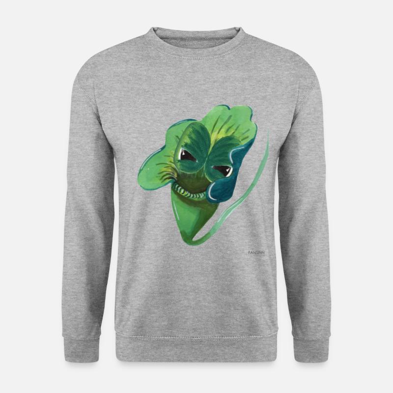 Pflanze Fleisch fressen lustig Kinder Geschenk - Unisex Pullover - Weißgrau meliert