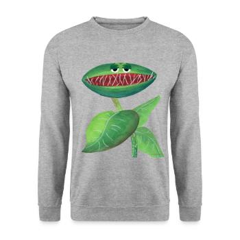 Pflanze Fleisch fressen lustig Kinder Geschenk - Unisex Pullover - Weißgrau meliert - Vorne - Alina (178cm) & Michal (187cm)